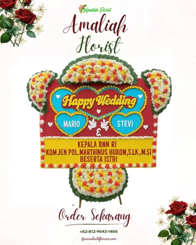 Karangan Papan Bunga Pernikahan di Silaing Bawah